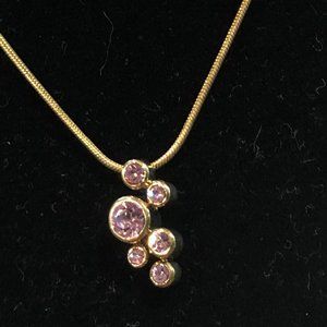 Pink stone gold necklace